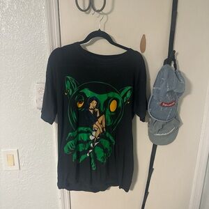 Black Graphic T-Shirt with Green and Yellow Design